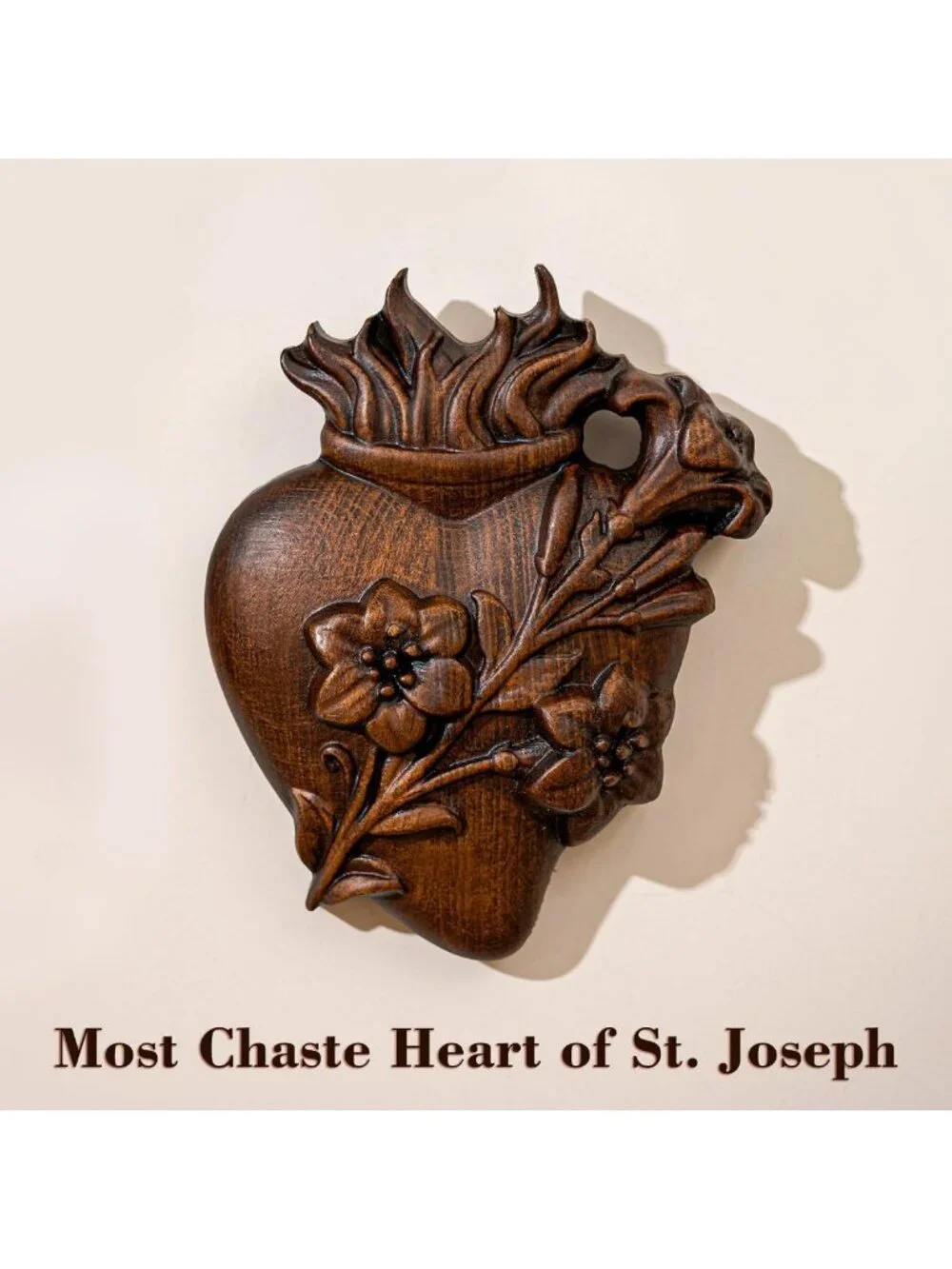 Handmade Wooden Sacred Hearts Wall Decor Set | 3pcs Beechwood Art with Hooks